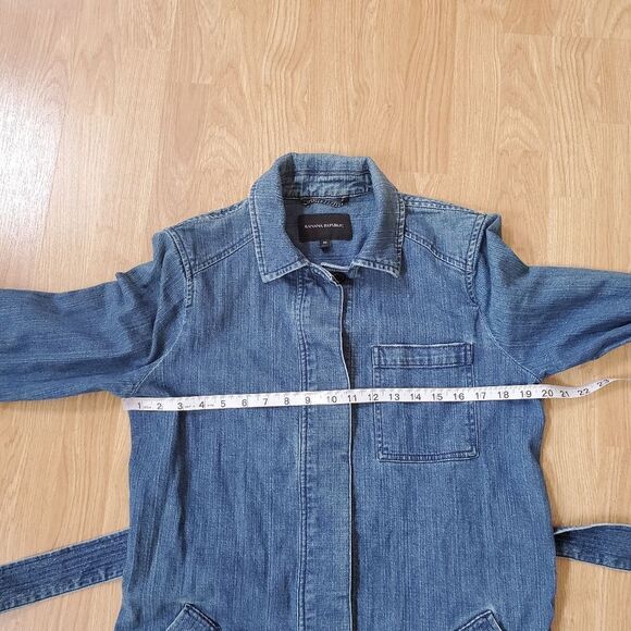 Banana Republic Denim Waist Tie Button Up Dress sz Med - Picture 9 of 11
